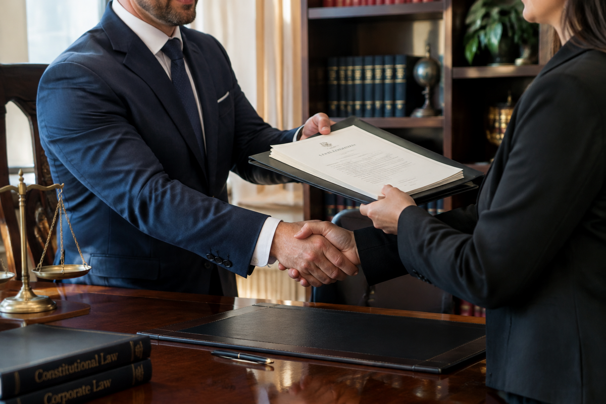 Legal document courier handoff for secure business and law office delivery